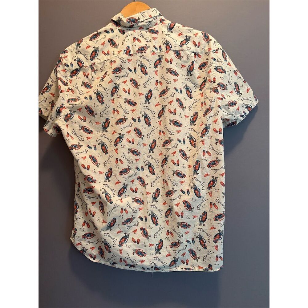 J.Crew Men's Large Beige Golf Graphic Print Short Sleeve Button-Up Shirt - Picture 6 of 10